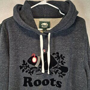 Roots Holiday Collection Size XL Beaver with Earmuffs and Scarf Charcoal Hoodie